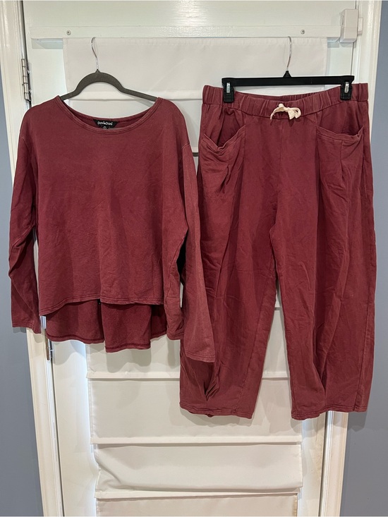 DAVI & DANI Tops - Viral Popular Davi & Dani Women's Long Sleeve Pant Set - Burgundy